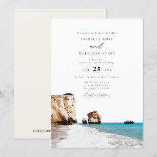 Invitation Aquarelle Chypre Aphrodite Beach Mariage Océan