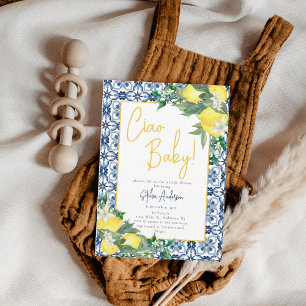 Invitation Aquarelle Ciao, Bébé ! Baby shower de citron itali