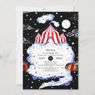 Invitation Aquarelle Cirque Personnalisé Anniversaire