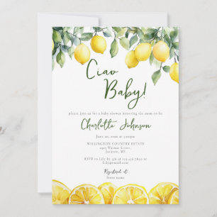 Invitation Aquarelle Citron Citrus Baby shower italien