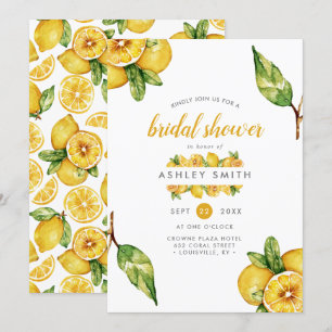 Invitation Aquarelle Citron Citrus Mariage Moderne Shower
