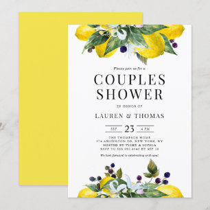 Invitation Aquarelle Citron et Blackberry Couples Douche