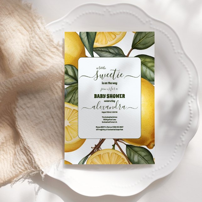 Invitation Aquarelle citron genre baby shower jaune neutre (Créateur téléchargé)