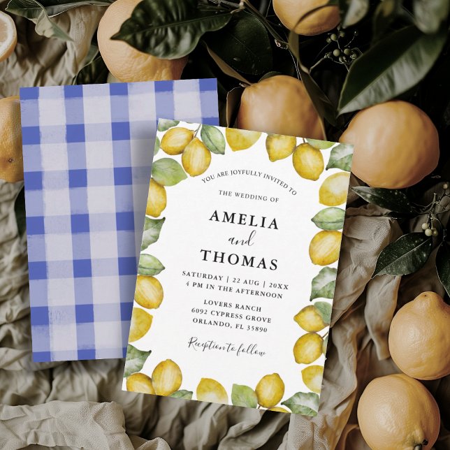 Invitation Aquarelle Citron Jaune Mariage Citrons (Créateur téléchargé)
