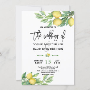 Invitation Aquarelle Citron Tropical Mariage