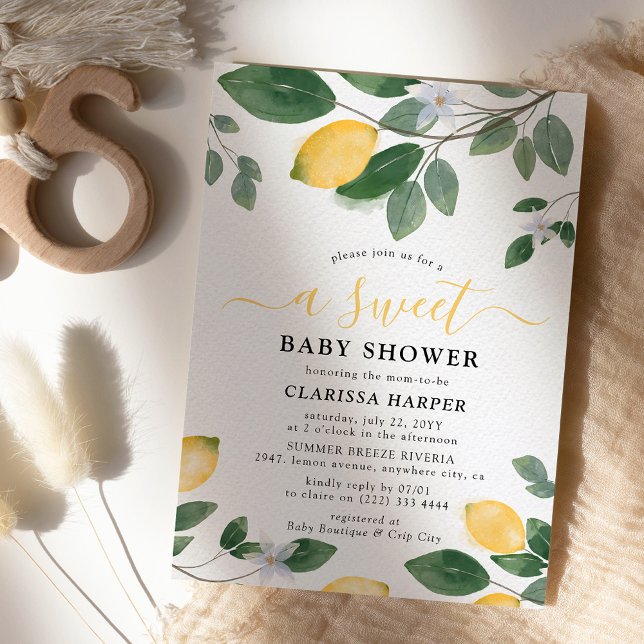 Invitation Aquarelle Citron & Verdure Douce Baby Shower (Créateur téléchargé)