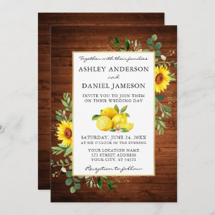 Invitation Aquarelle Citrons Bois Fleurs de soleil Mariage ph