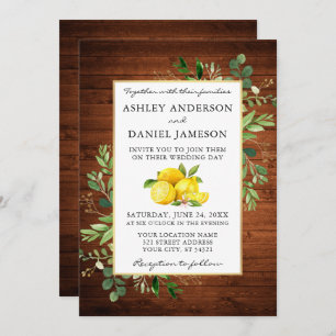 Invitation Aquarelle Citrons Bois Mariage