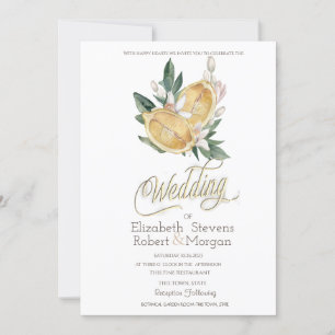 Invitation Aquarelle Citrons Botanique Points de Mariage