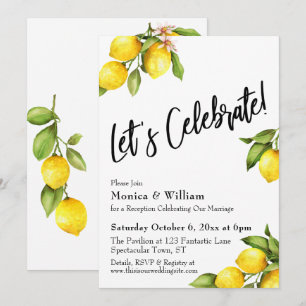 Invitation Aquarelle Citrons Célébrons la Typographie
