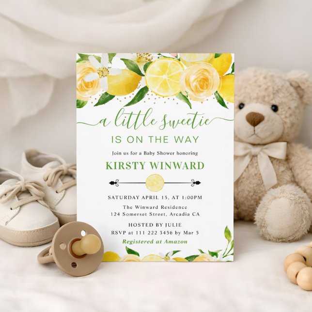 Invitation Aquarelle Citrons et Fleurs Baby Shower (Créateur téléchargé)