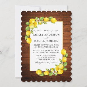 Invitation Aquarelle citrons et Mariage de bois verdoyant