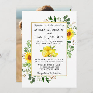 Invitation Aquarelle Citrons Fleurs de soleil Photo Retour Ma