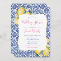 Aquarelle Citrons italiens Carrelage bleu Wedding 