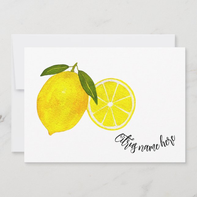 Invitation Aquarelle Citrons jaunes (Devant)