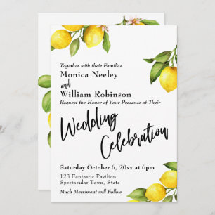 Invitation Aquarelle Citrons Mariage Célébration Typographie