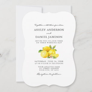 Invitation Aquarelle Citrons Mariage vert
