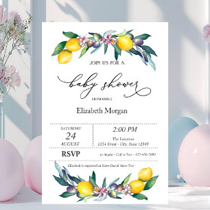 Invitation Aquarelle Citrons Olives Baby Shower