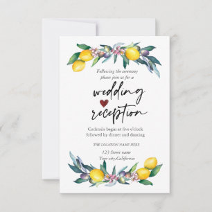 Invitation Aquarelle Citrons Olives Réception