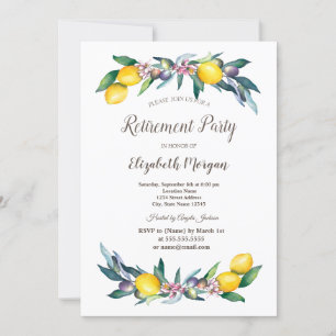 Invitation Aquarelle Citrons Olives Retraite