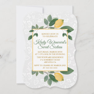 Invitation Aquarelle Citrons Siciliens Sweet Sixteen