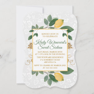 Invitation Aquarelle Citrons Siciliens Sweet Sixteen