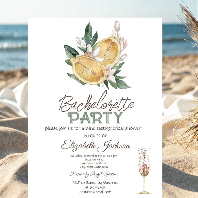 Invitation Aquarelle Citrons Verre Botanique Enterrement de V (Créateur téléchargé)
