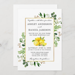 Invitation Aquarelle Citrons Vert Mariage photo