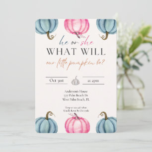 Invitation Aquarelle Citrouille Bébé Genre Révélation Automne