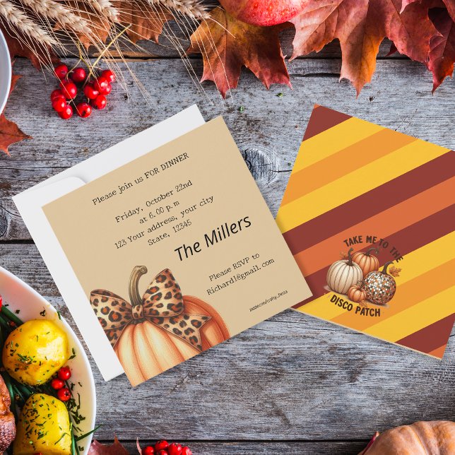 Invitation Aquarelle Citrouille coloré Thanksgiving Dîner (Watercolor Pumpkins colorful Thanksgiving Dinner Invitation)