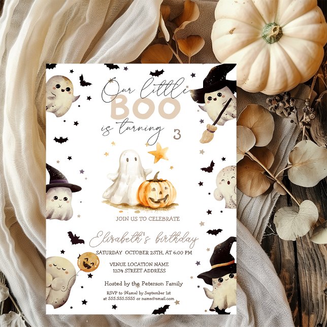 Invitation Aquarelle Citrouille Fantôme Boo Halloween (Créateur téléchargé)