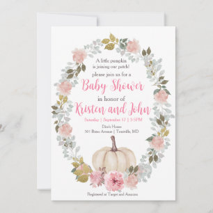 Invitation Aquarelle Citrouille rose mignonne 2e anniversaire