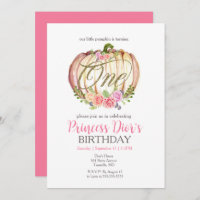 Aquarelle Citrouille rose mignonne Premier anniver