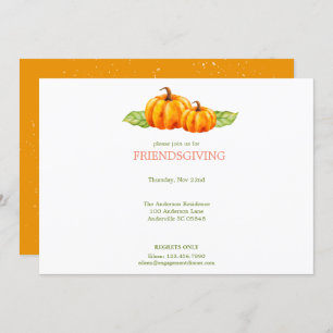 Invitation Aquarelle Citrouilles Amical Thanksgiving