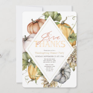 Invitation Aquarelle Citrouilles Rhombus Thanksgiving
