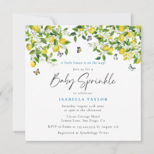 Invitation Aquarelle Citrus citron Bébé arroser