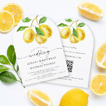 Invitation Aquarelle Citrus citron QR Code Mariage<br><div class="desc">Notre Faire-part de mariage Citron Citrus Watercolor RSVP QR Code est la façon parfaite de simplifier votre processus de mariage RSVP. Avec un code QR unique imprimé sur l'invitation, les invités peuvent rapidement et facilement RSVP en scannant le code avec leur smartphone. L'aquarelle peinte à la main et les tons...</div>