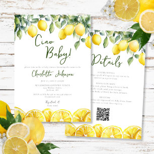 Invitation Aquarelle Citrus Citron Tout En Un Baby shower