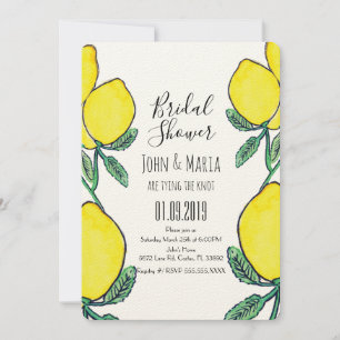 Invitation Aquarelle Citrus Citrus Fête des mariées Jaune Ecr