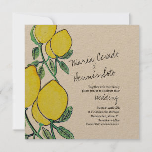 Invitation Aquarelle Citrus Citrus Script Mariage Kraft