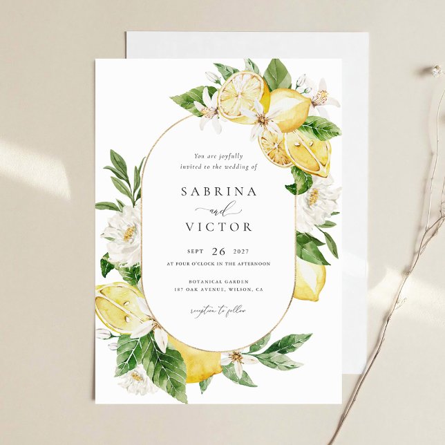 Invitation Aquarelle Citrus Citrus Vert Floral Blanc (Créateur téléchargé)