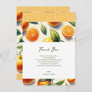 Invitation Aquarelle Citrus Orange Feuille Merci Mariage