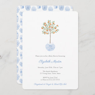 Invitation Aquarelle Citrus Orange Tree Baby Boy Douche