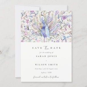 Invitation Aquarelle Classique Peacock Floral Enregistrer La