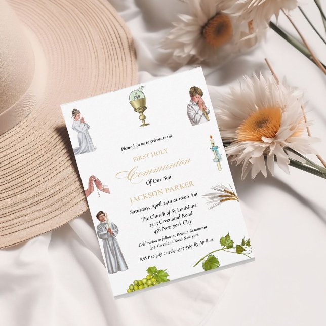 Invitation Aquarelle Clipart première communion sainte (Créateur téléchargé)