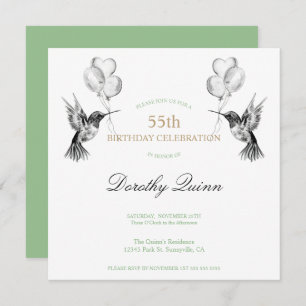 Invitation Aquarelle Colibri et ballons Anniversaire
