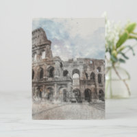 Aquarelle Colonne de Rome – Voyage élégant en Ital