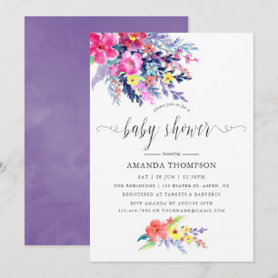 Invitation Aquarelle colorée Baby shower floral