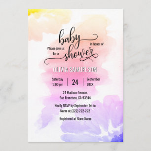 Invitation Aquarelle colorée Baby shower Unisex floral