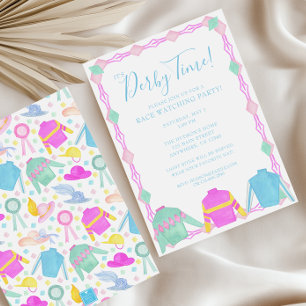 Invitation Aquarelle colorée Derby Jerseys & Casquette Party